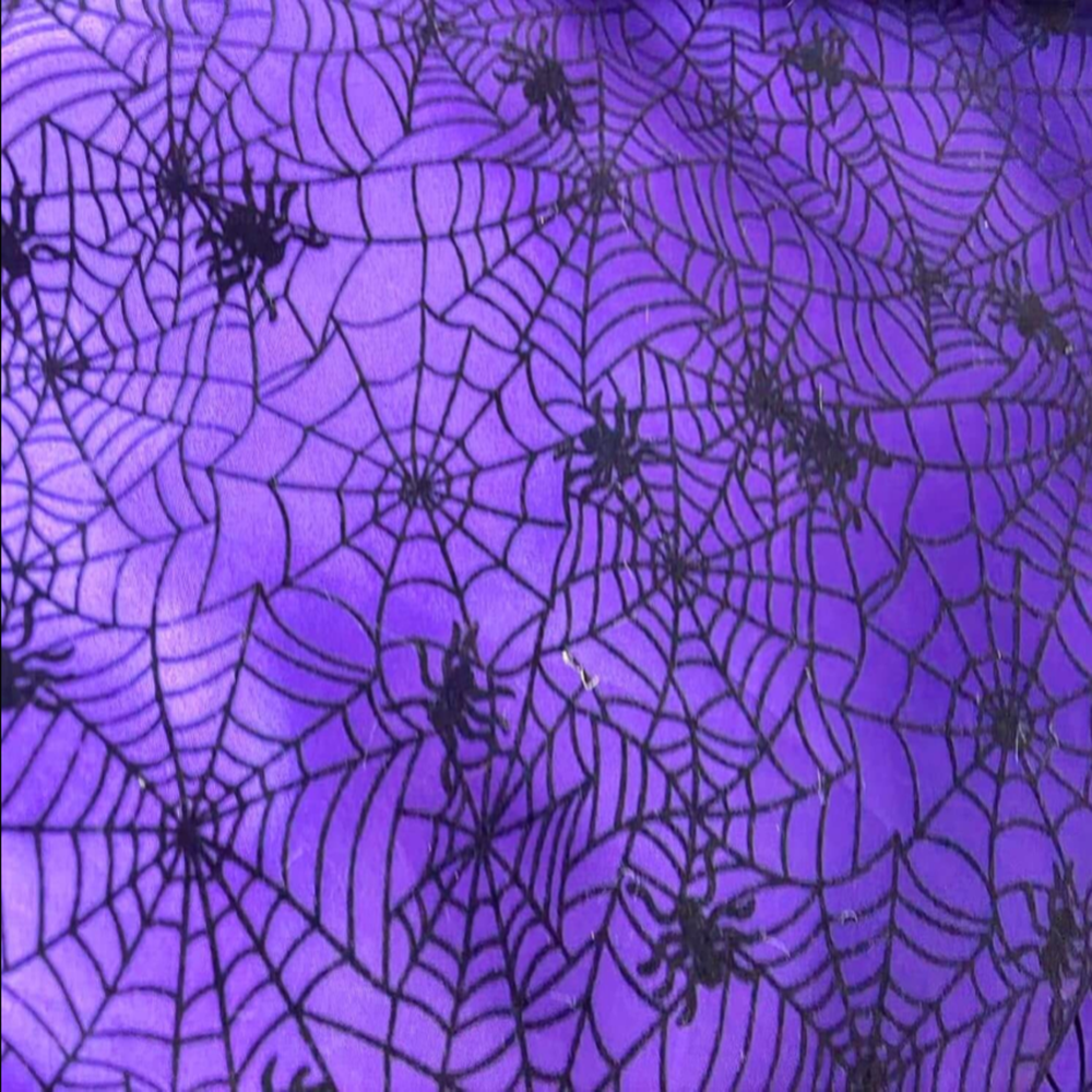 Spider Satin Fabric Halloween Purple