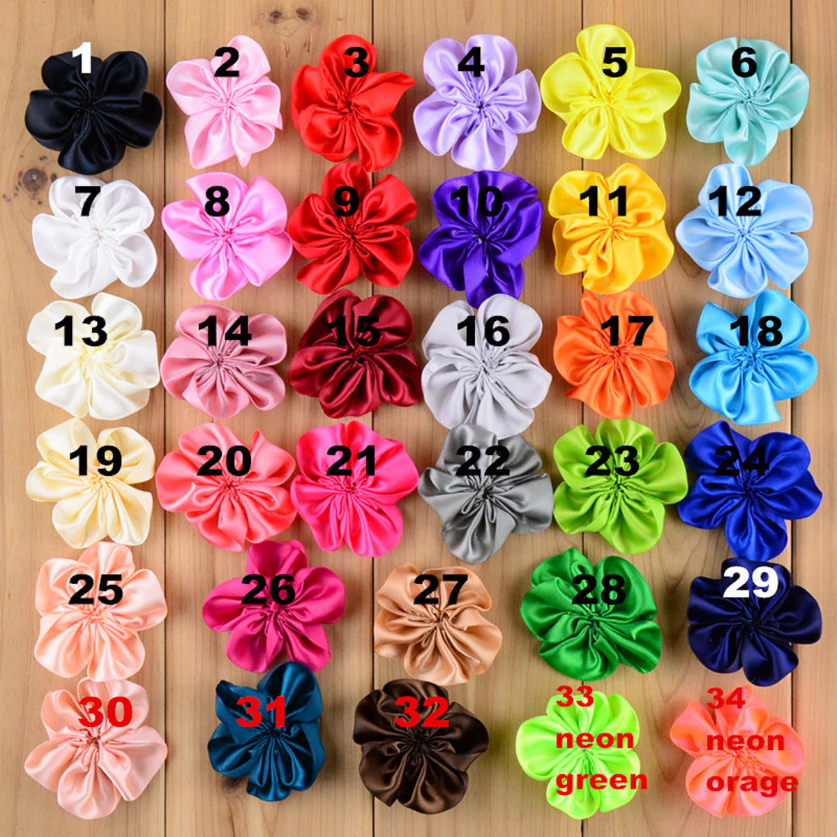 100 Pcs of 2" Satin Flower H0173-U Pick