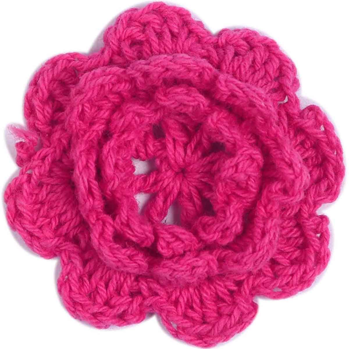 20pcs Crochet Flowers 2" - Hot Pink