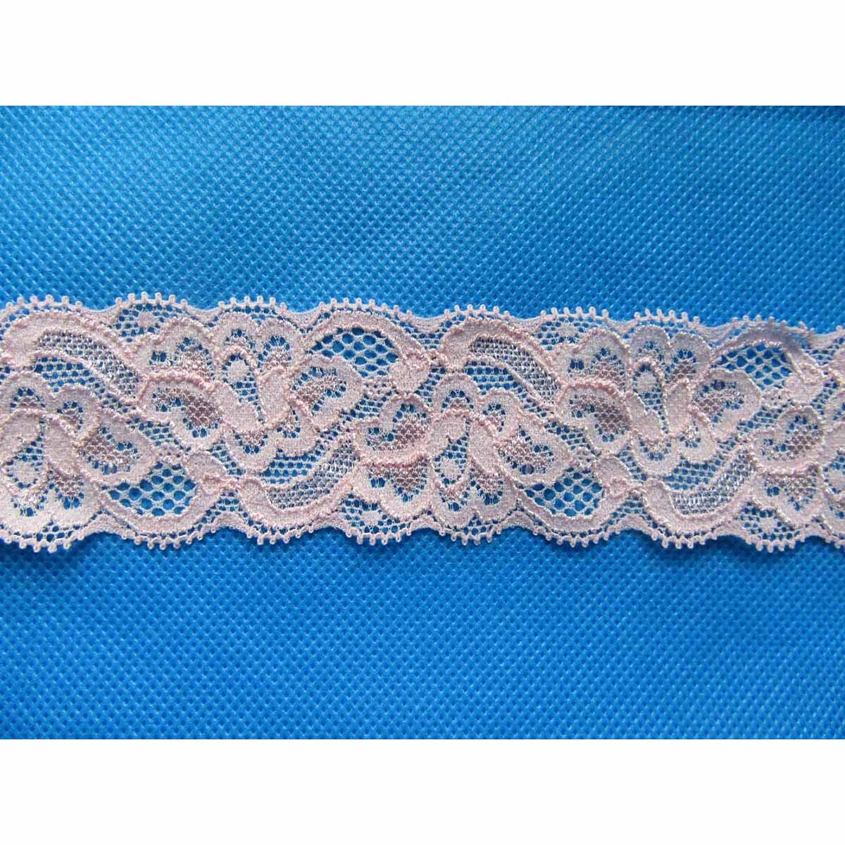 10 Yards 1.5" Soft Elastic Lace Trim-Pink