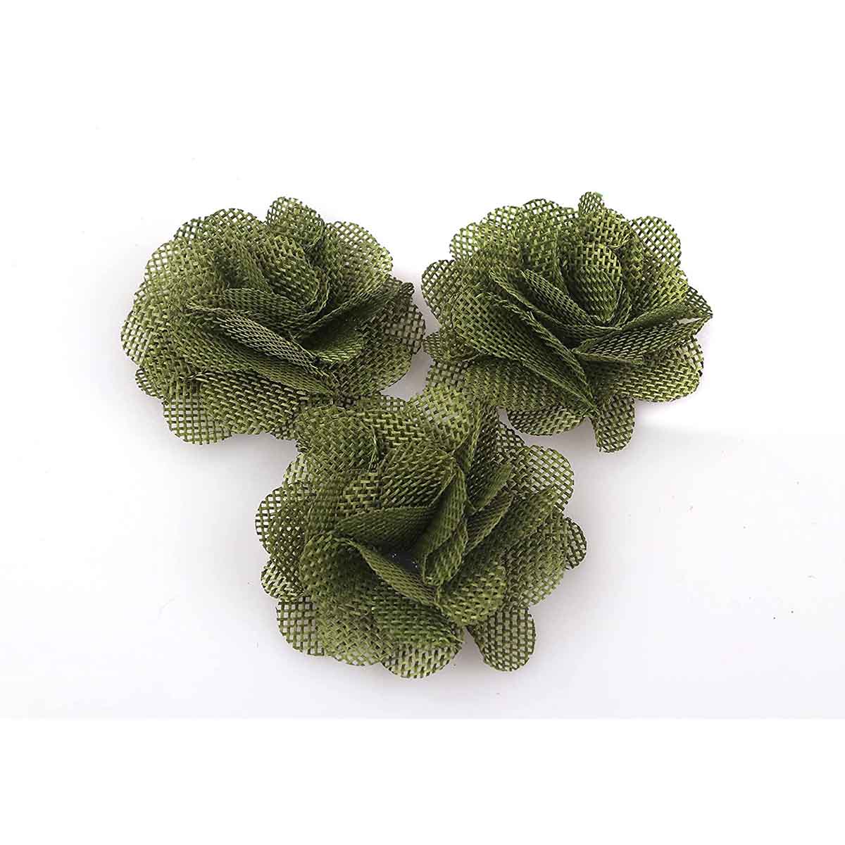15pcs Burlap Flower Roses,3D Fabric Flowers 2.25Inch - Oliver