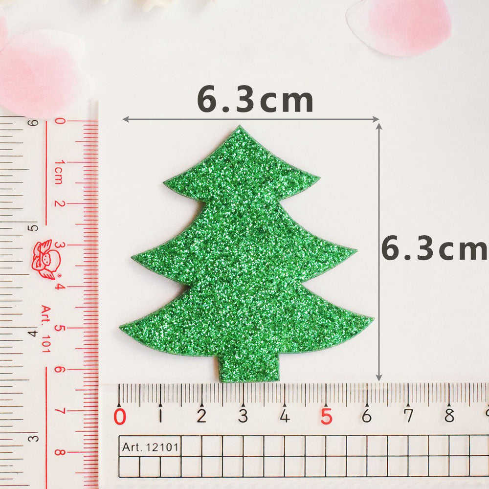 Wholesale 500pcs Padded Glitter Tree 2.5" Embellishment - Green