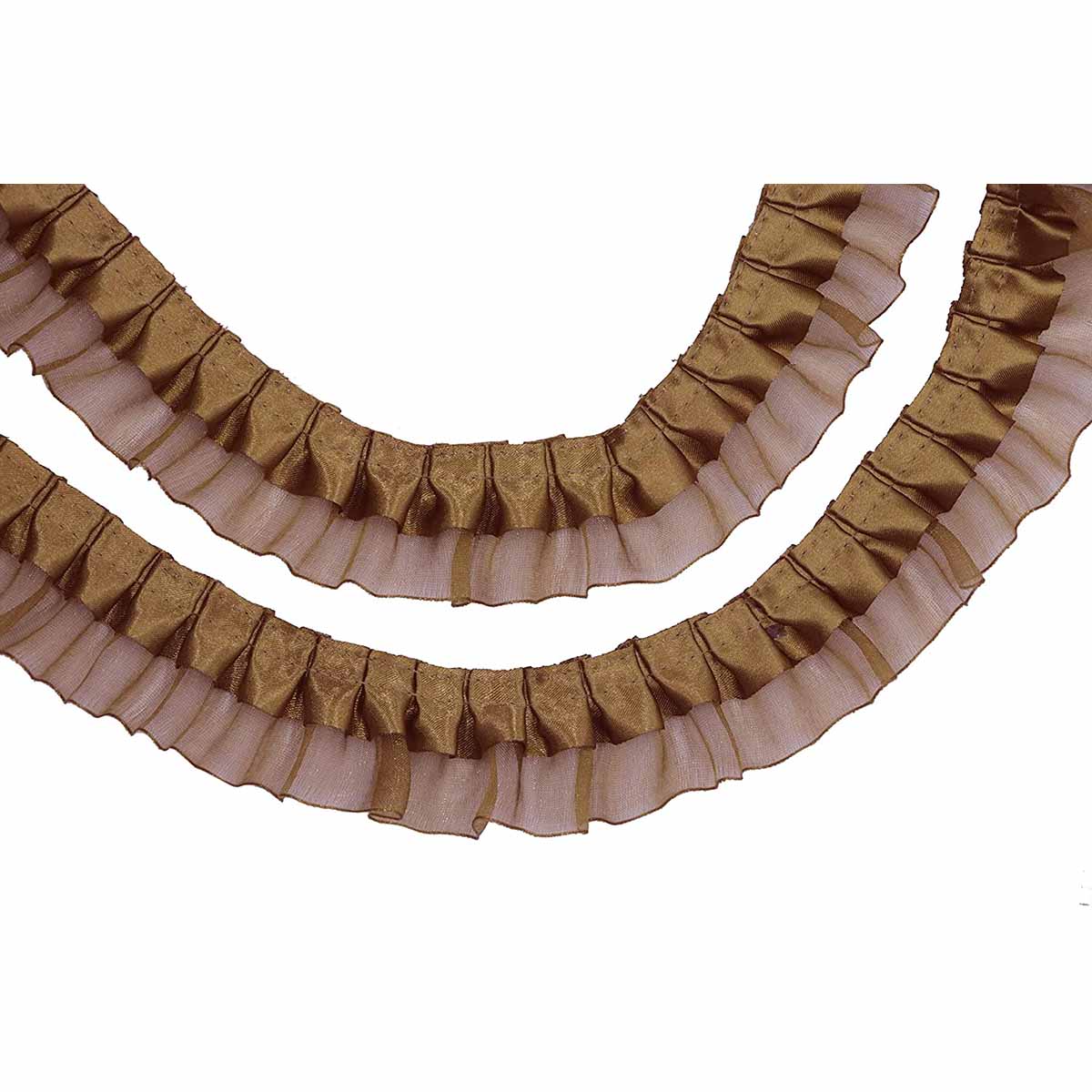 12y Satin Organza Lace Trim 1.5" - Brown