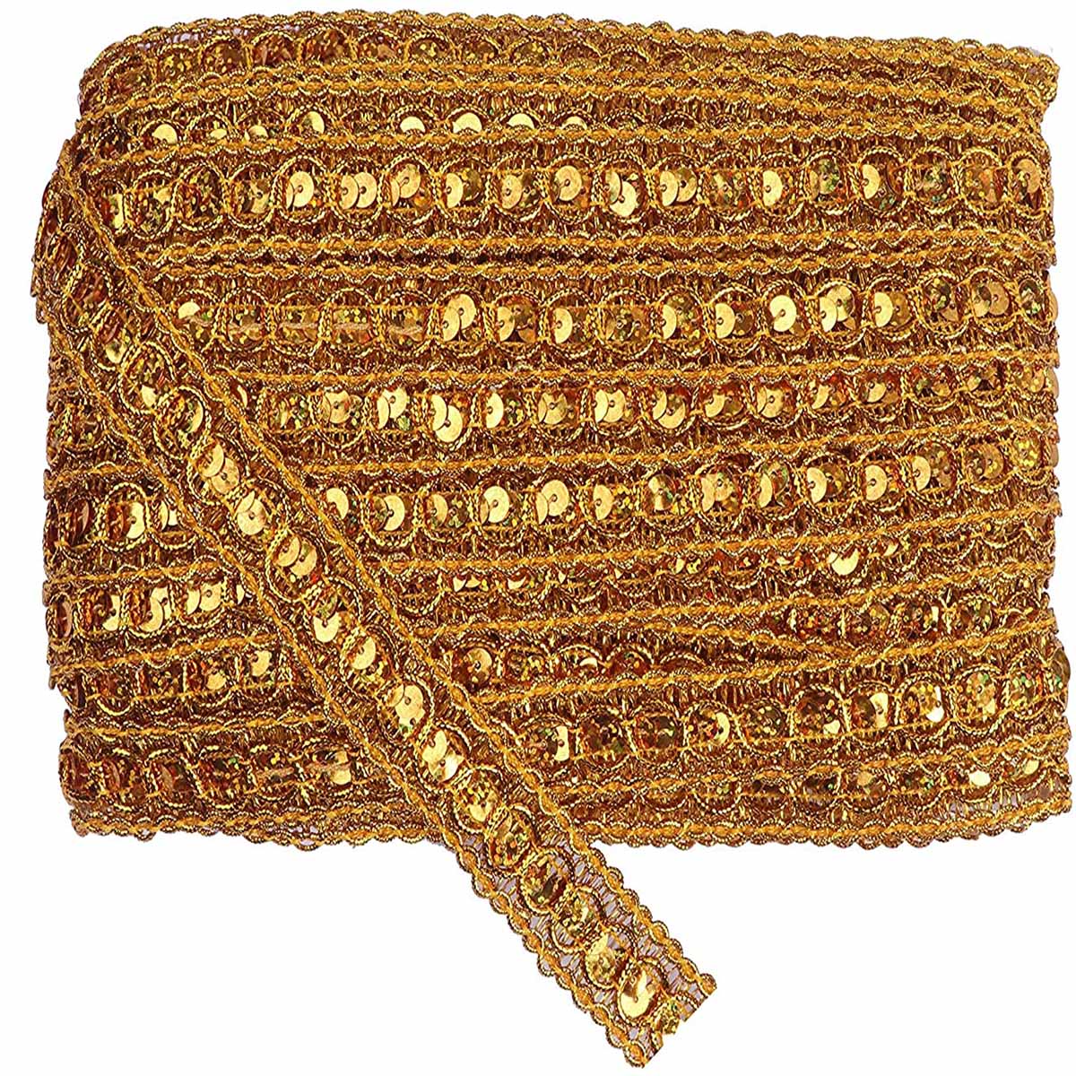 20 Yards Trish Sequin Metallic Braid Trim 7/8 Inch - Dark Gold