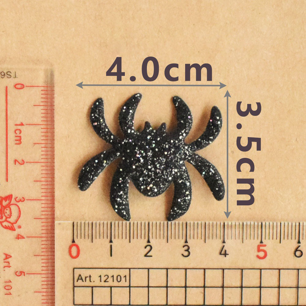 Wholesale 500pcs Padded Glitter Spider 1.5" Halloween Embellishment - Black