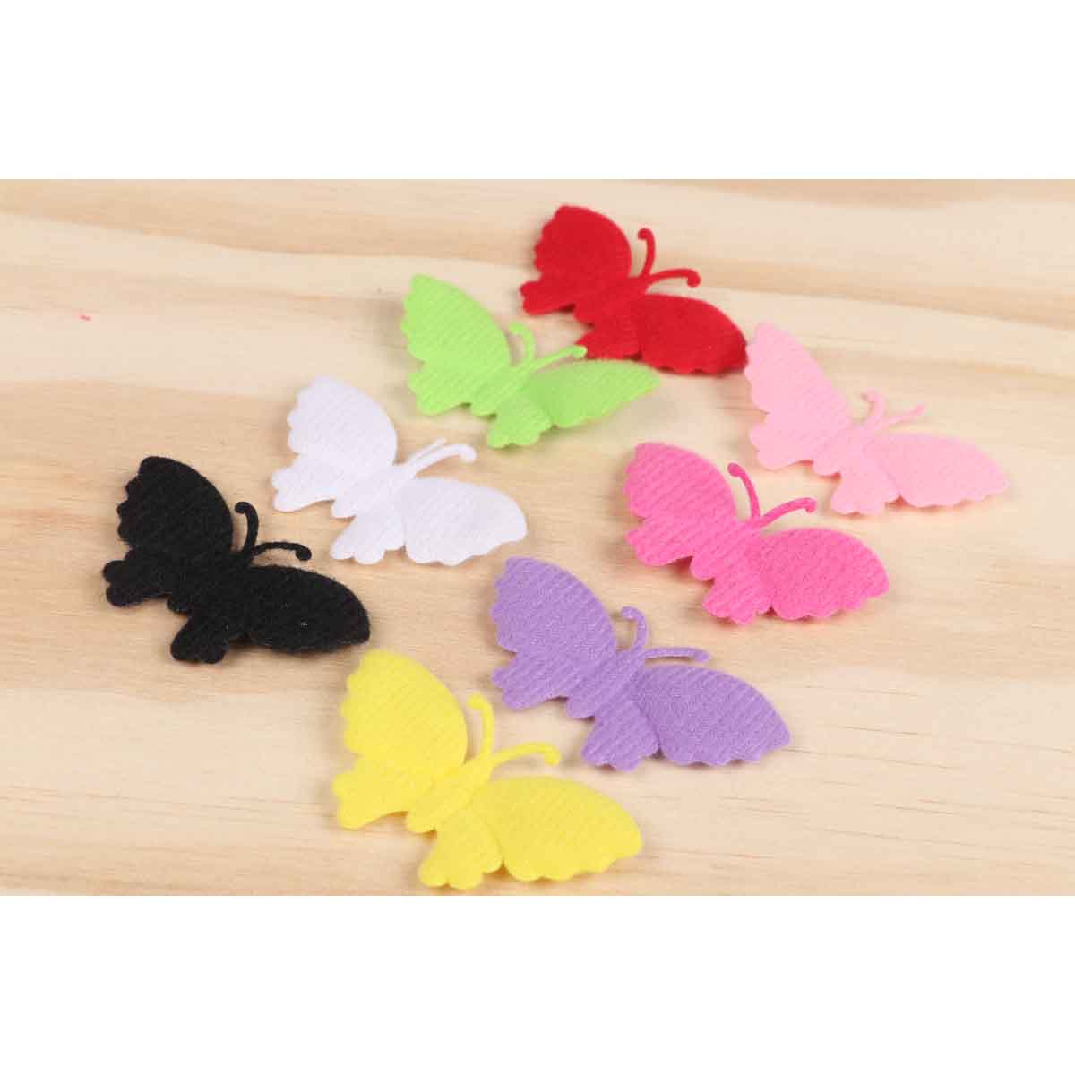 80 Padded Felt Fancy Wing Butterfly 2"-8 Colors