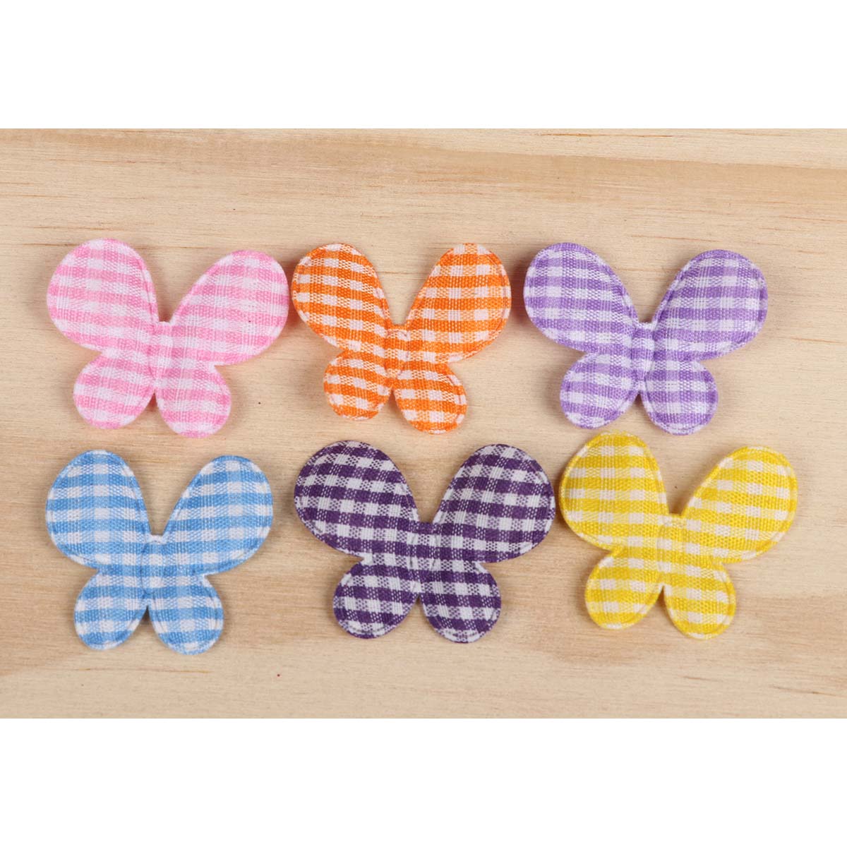 120 Padded Gingham Butterfly 1.5"-6 Colors