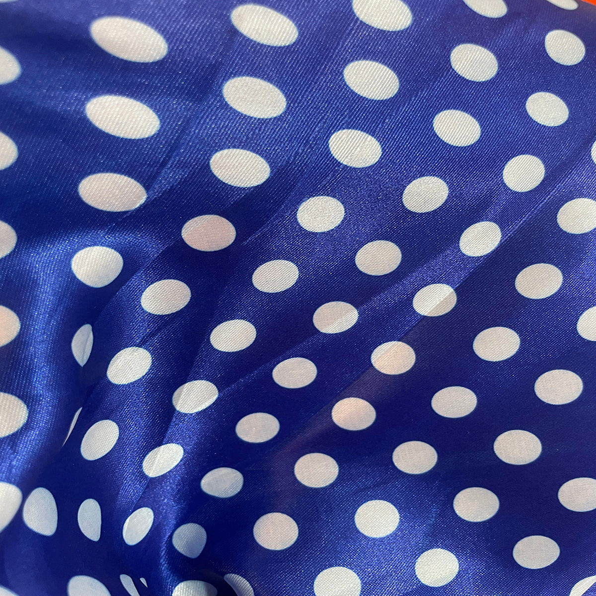 Polka Dots Prints Satin Fabric-Royal