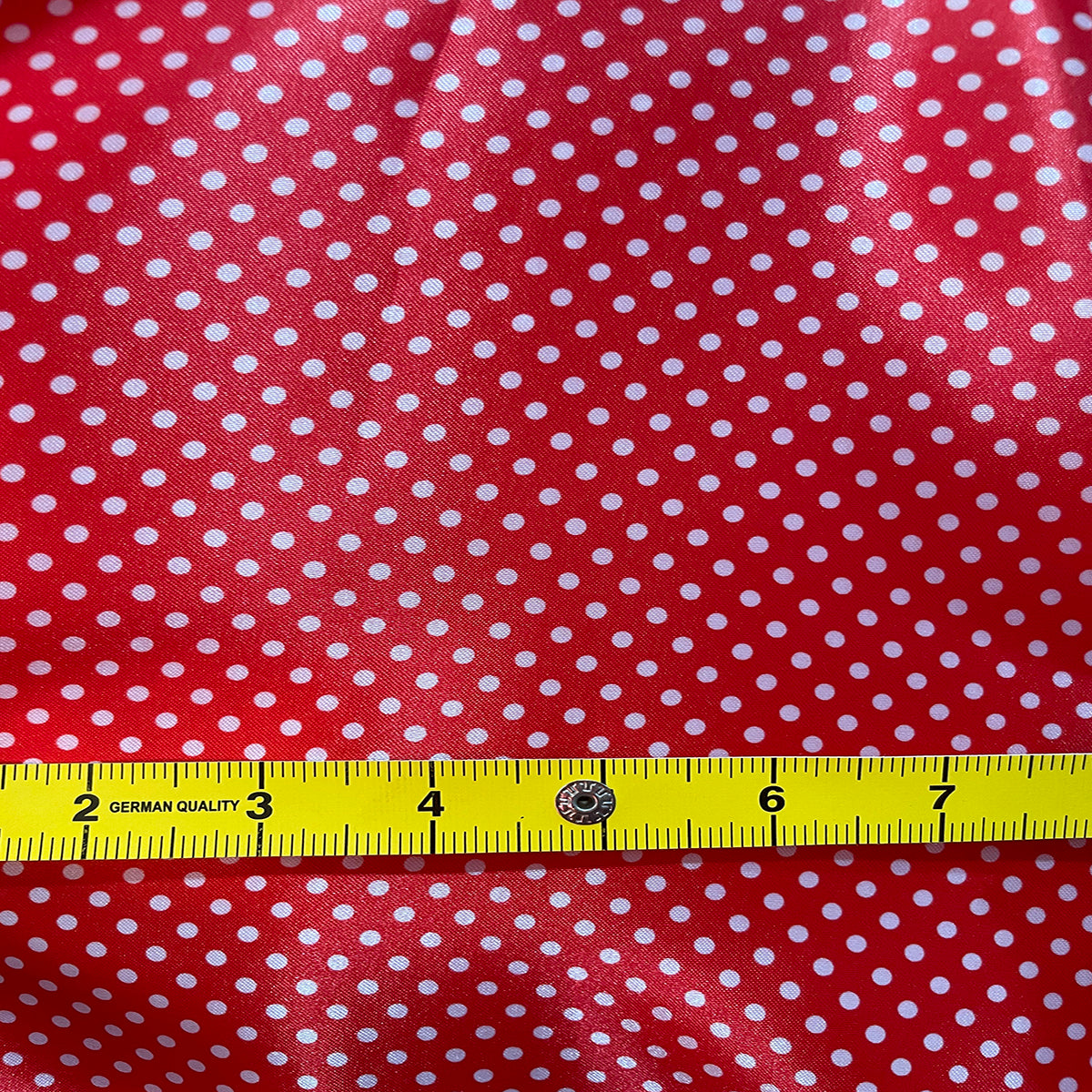 Polka Dots Prints Satin Fabric-Red