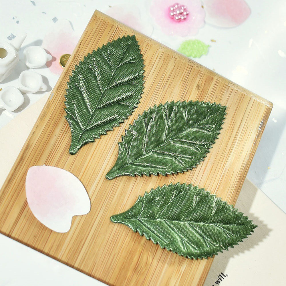 Wholesale 500pcs Padded Satin Leaf 2.25" Embellishment - Green