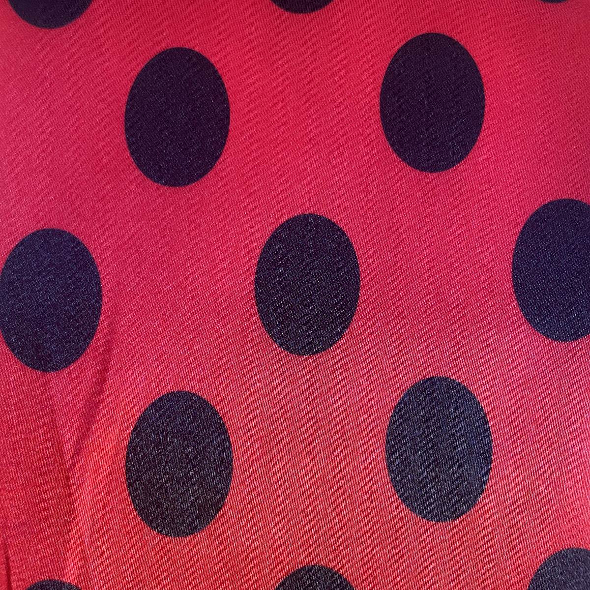 Large Polka Dots Satin Fabric-Red