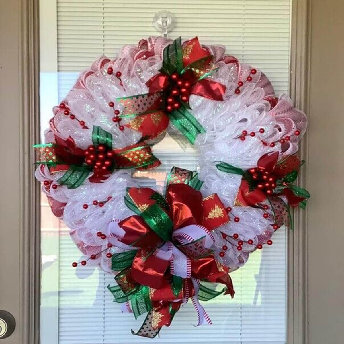 Metallic Poly Mesh Ribbon 10" for Christmas Decoration-4 Pack