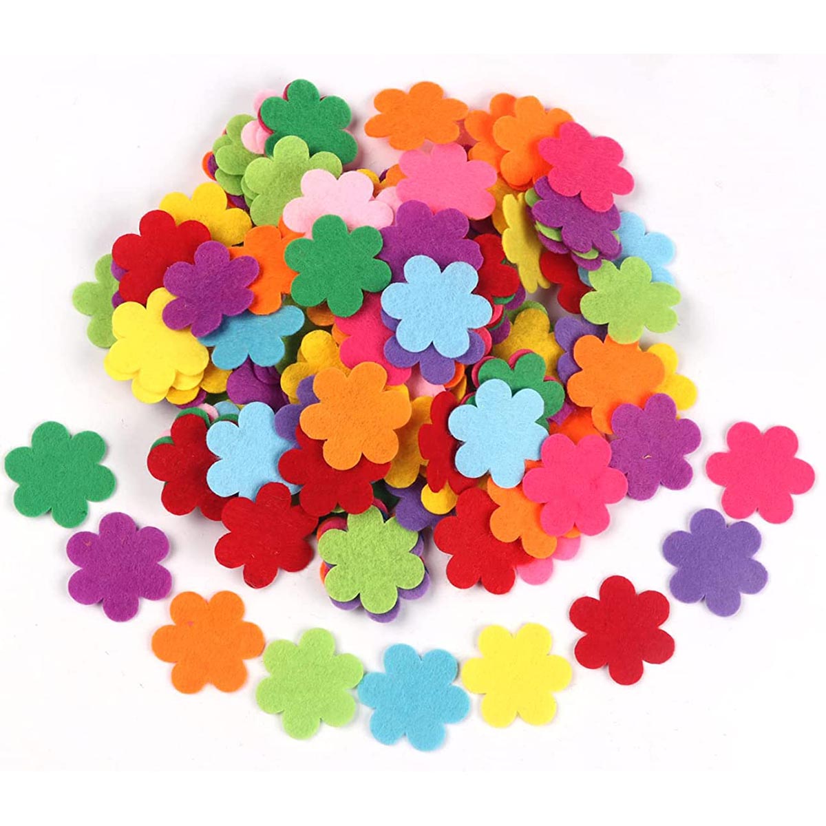 200pcs Felt Flower Fabric Flower no Center,1.25 Inch Mix Color