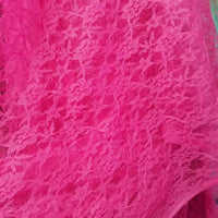 Lace Mesh Flower Fabric Hot Pink