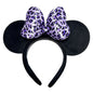 Handmade Mouse Ears Headband Polka Dots Bow-Purple Leopard