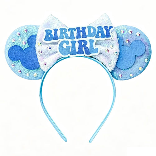 Sequin Mouse Ears Headband-Birthday Blue