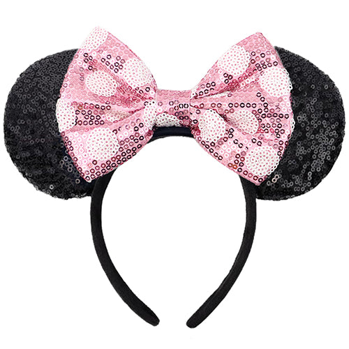 Sequin Mouse Ears Headband-Pink Dots
