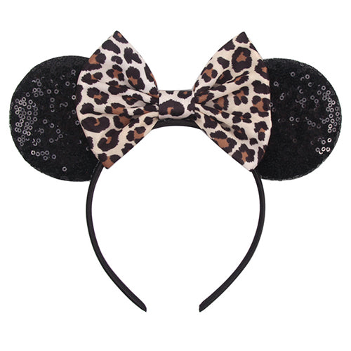 Sequin Mouse Ears Headband-Leopard
