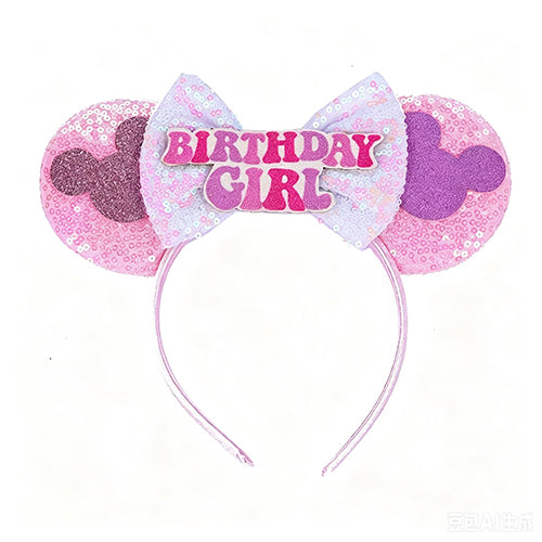 Sequin Mouse Ears Headband-Birthday Pink
