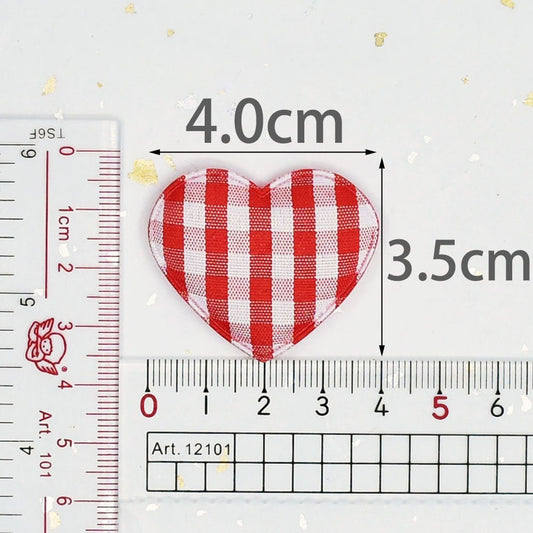 Wholesale 500pcs Padded Gingham Heart 1.5" Embellishment - U PICK