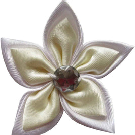 20 Satin Flower Rhinestone 2" - Ivory