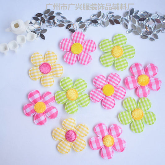 Wholesale 500pcs Padded Gingham Flower 1.5" Embellishment - U PICK