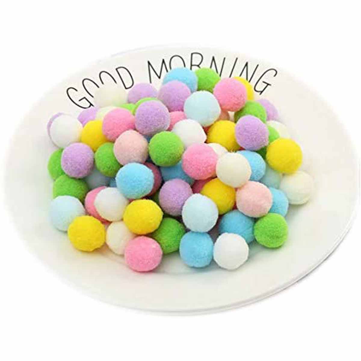 100pcs 1 inch Craft Pom Poms Balls - Sweet Colors Mix