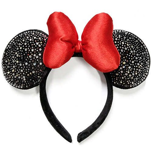 Handmade Mouse Ears Headband Polka Dots Bow-Rhinestone Red