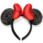 Handmade Mouse Ears Headband Polka Dots Bow-Rhinestone Red