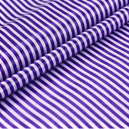 Stripe Satin Fabric by The Yard 58 Inch Purple/White