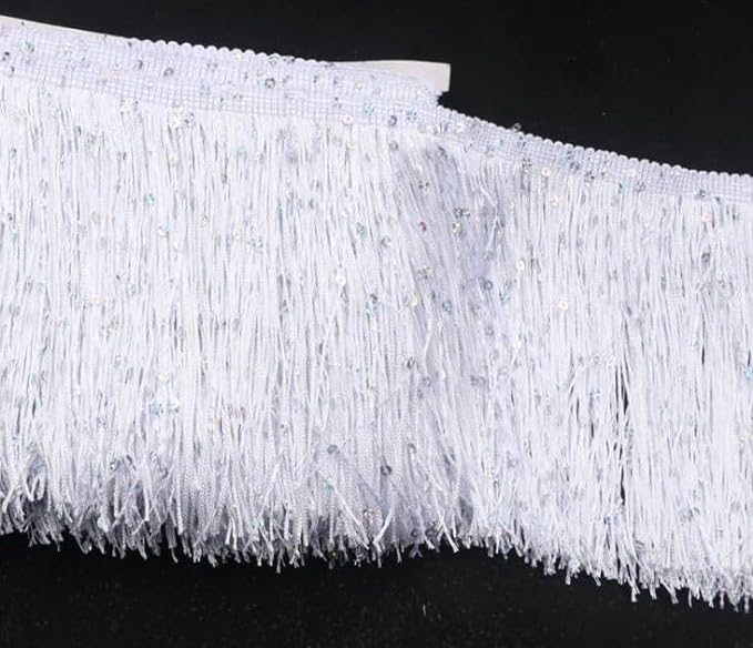 5 Yards Hoogram Sequin Chainette Tassel Fringe Trim 6 Inch