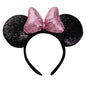 Sequin Mouse Ears Headband-Black & Pink bow