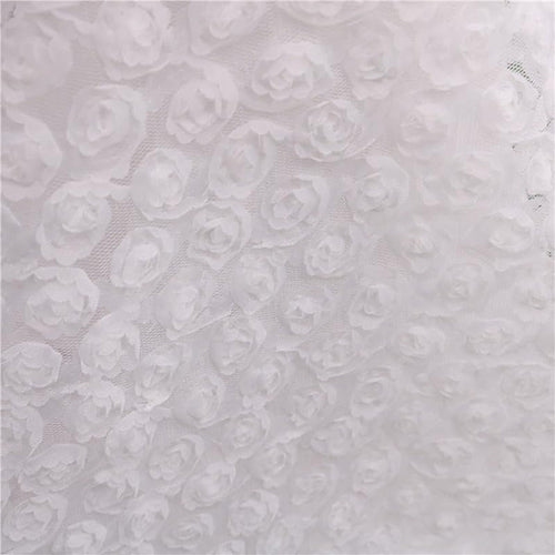3D Rosette Flower Chiffon Fabric By the Yard 51 Inch-White