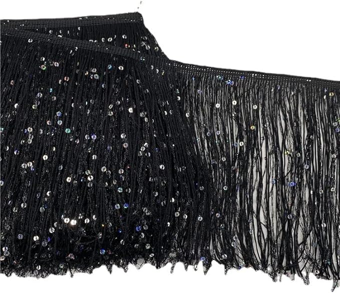 5 Yards Hoogram Sequin Chainette Tassel Fringe Trim 6 Inch
