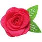 20 Felt Flower Rose2″ (Lime Green Leaf) - Hot Pink