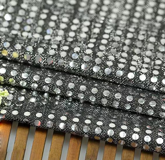 Dot Sequins On Metallic Mesh Fabric
