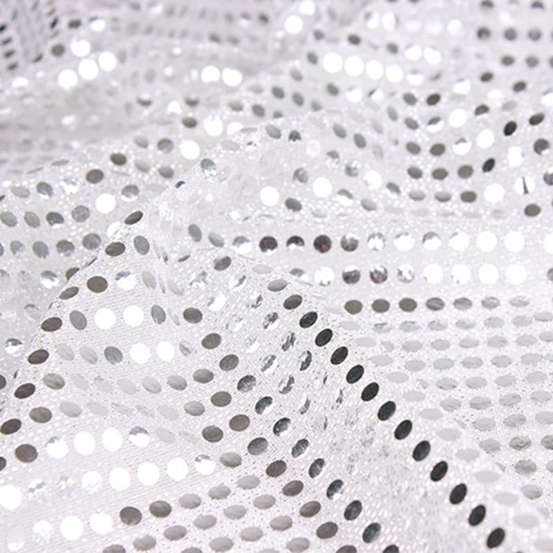 Dot Sequins On Metallic Mesh Fabric