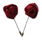 6pcs Satin Rose Lapel Pins,Men's Flower Boutonniere Pins - Burgundy