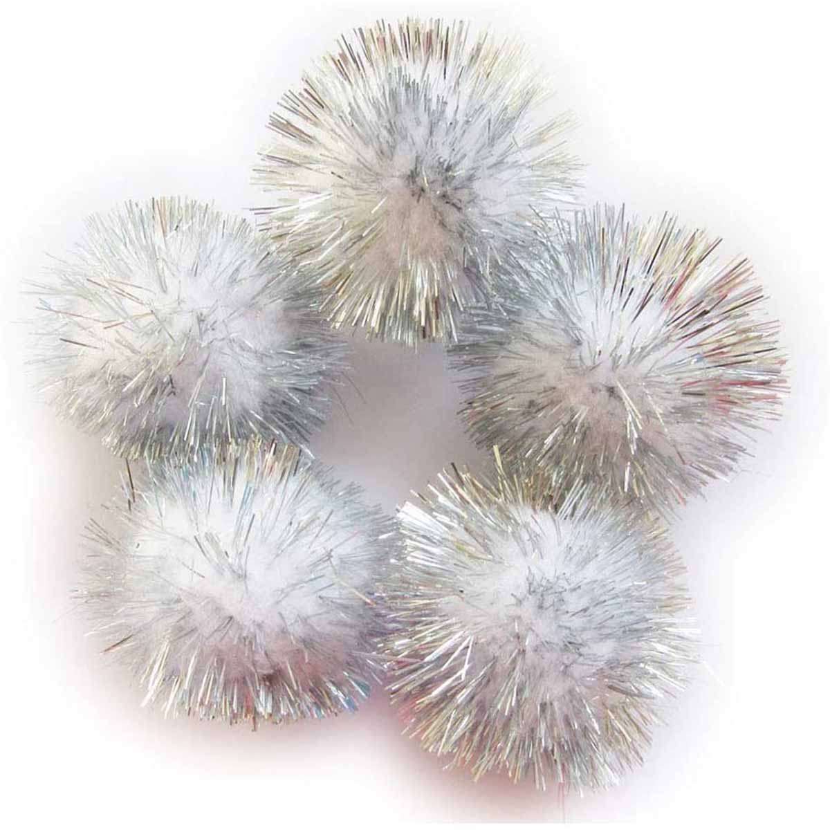 30 Glitter Tinsel Pom Poms（Inner Pom: 1.5" )- U Pick