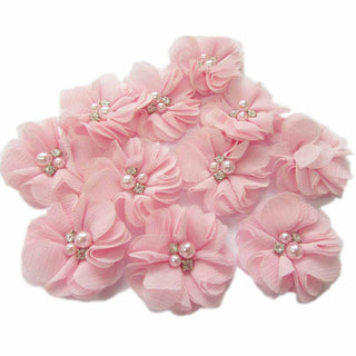 20 Chiffon Silk Flower Rhinestone Pearl 2