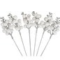 16 Pack Glitter Artificial Berries Stems- White