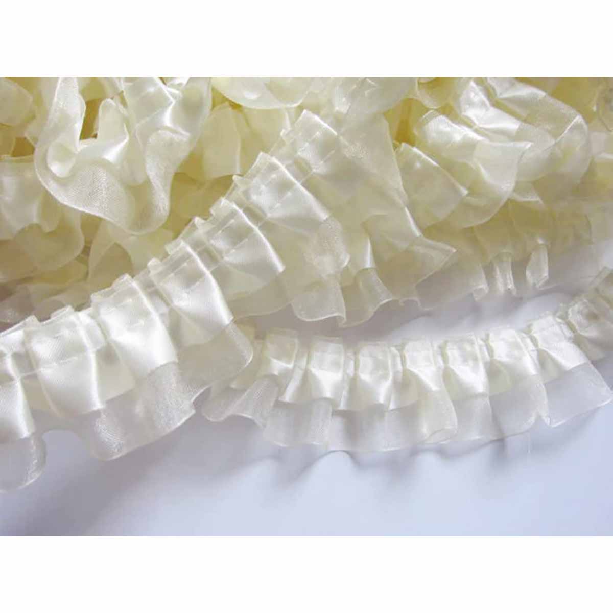 12y Satin Organza Lace Trim 1.5" - Ivory