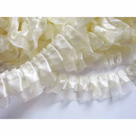 12y Satin Organza Lace Trim 1.5" - Ivory