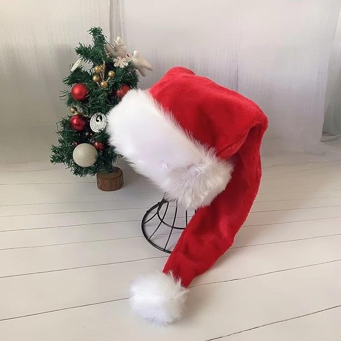 Long Santa Hat Deluxe Christmas Hat for Adults Unisex New Year Festive Party Christmas Supplies