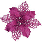 12pcs Glitter Poinsettia Flowers 6“-U PICK - Hot Pink