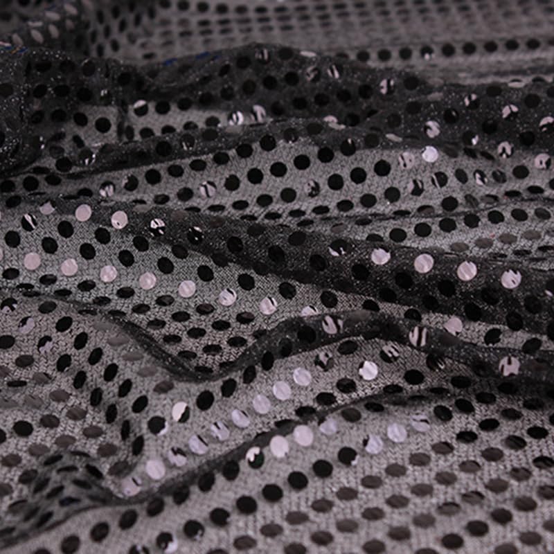 Dot Sequins On Metallic Mesh Fabric