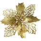 12pcs Glitter Poinsettia Flowers 6“-U PICK - Gold