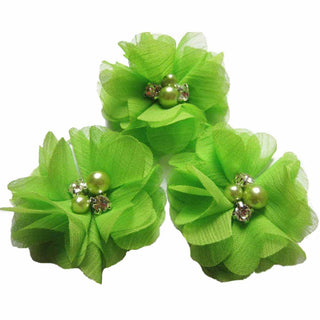 20 Chiffon Silk Flower Rhinestone Pearl 2