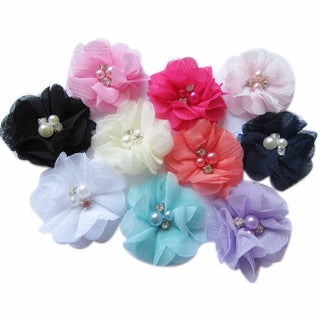 20 Chiffon Silk Flower Rhinestone Pearl 2