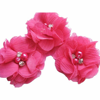 20 Chiffon Silk Flower Rhinestone Pearl 2